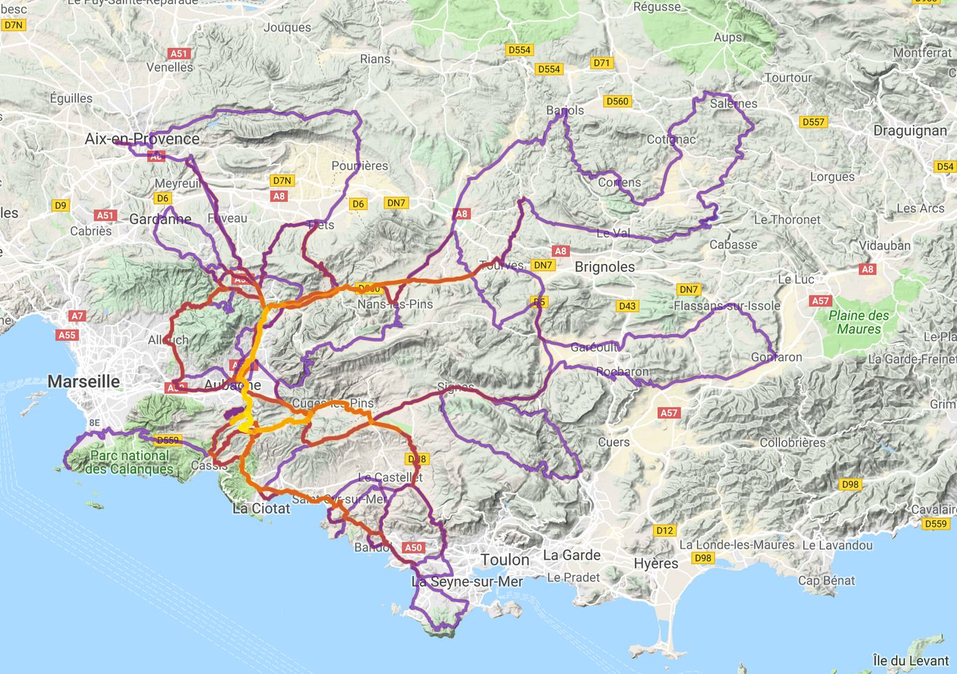 Aperçu de la carte interactive des sorties Strava des membres du club